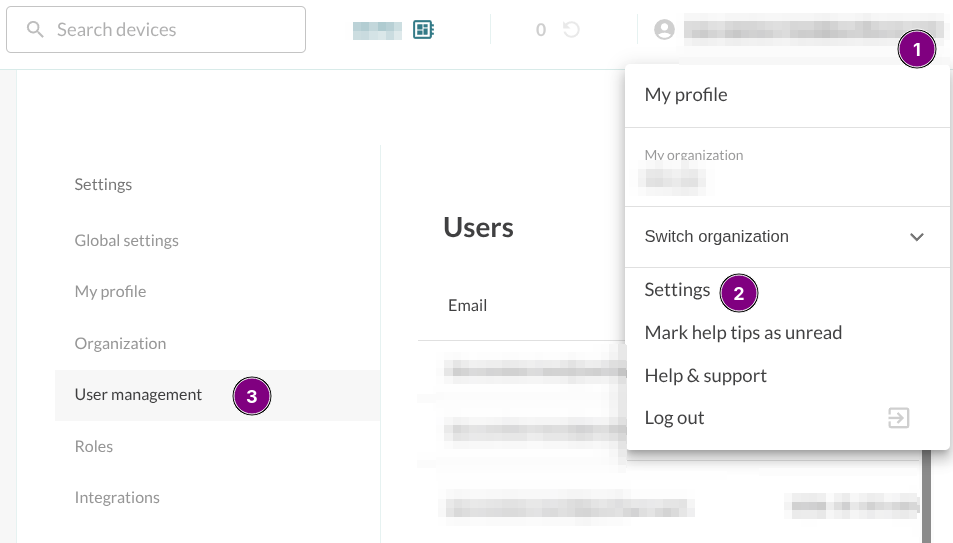 Get users menu
