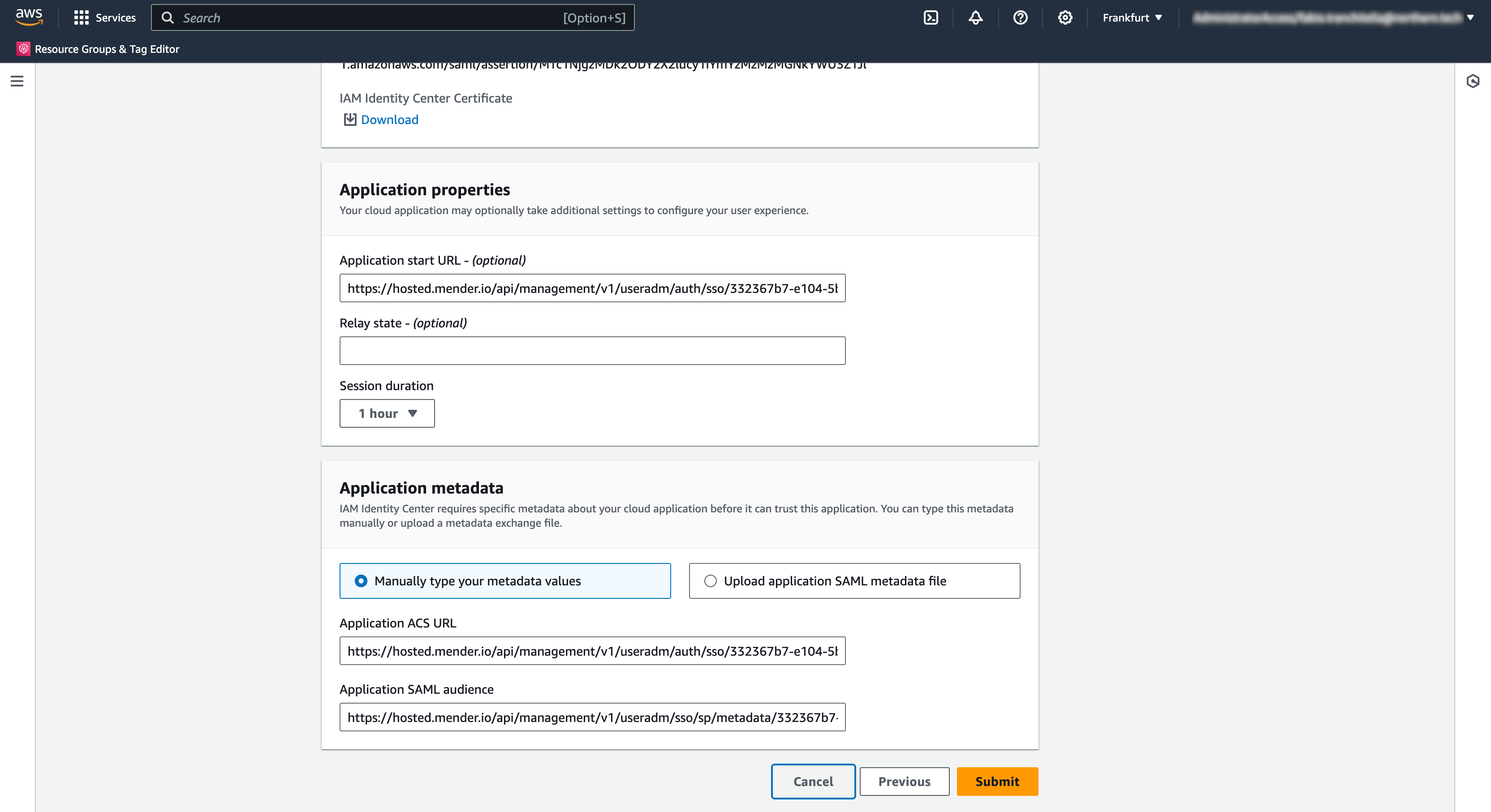 Application properties