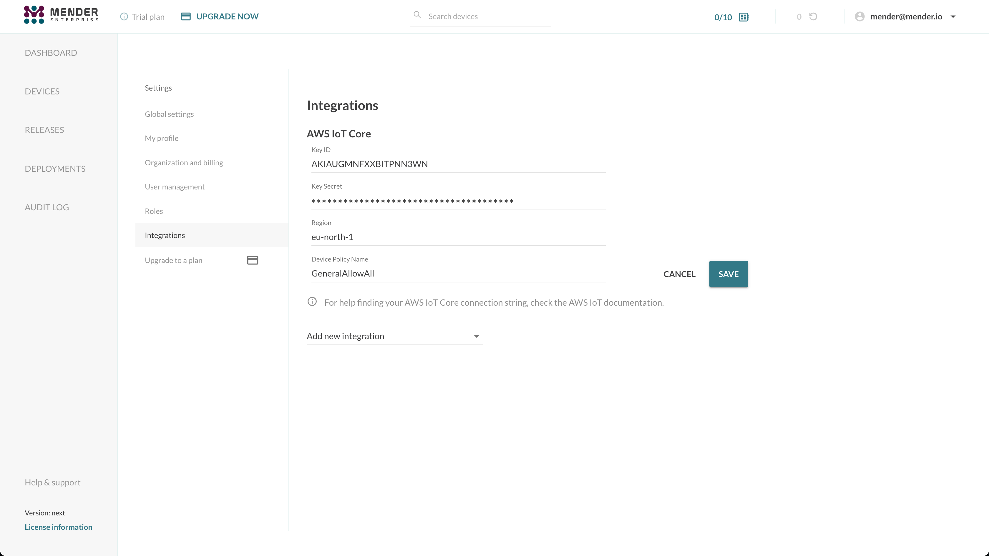 integration setup