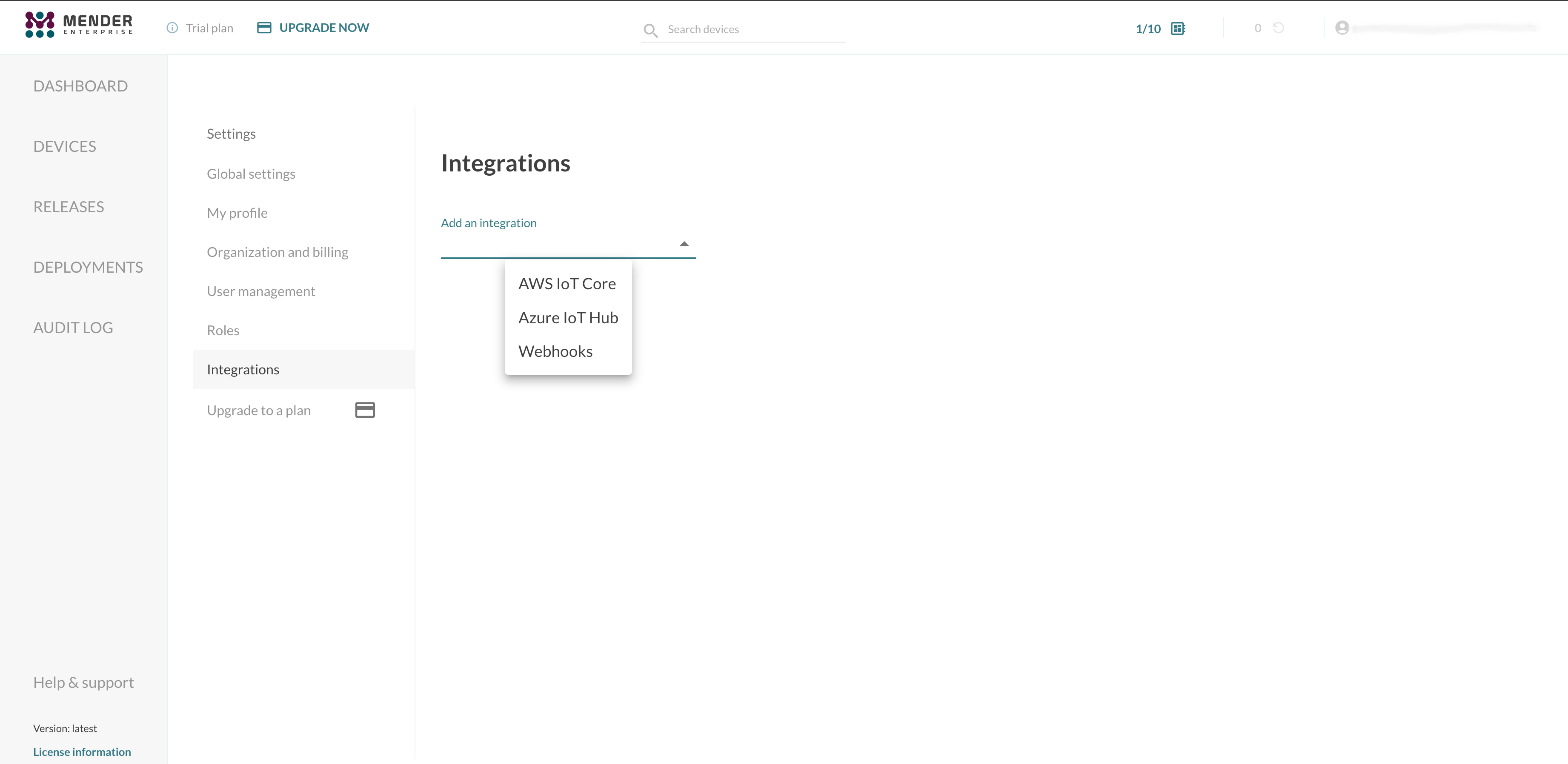 integrations webhooks