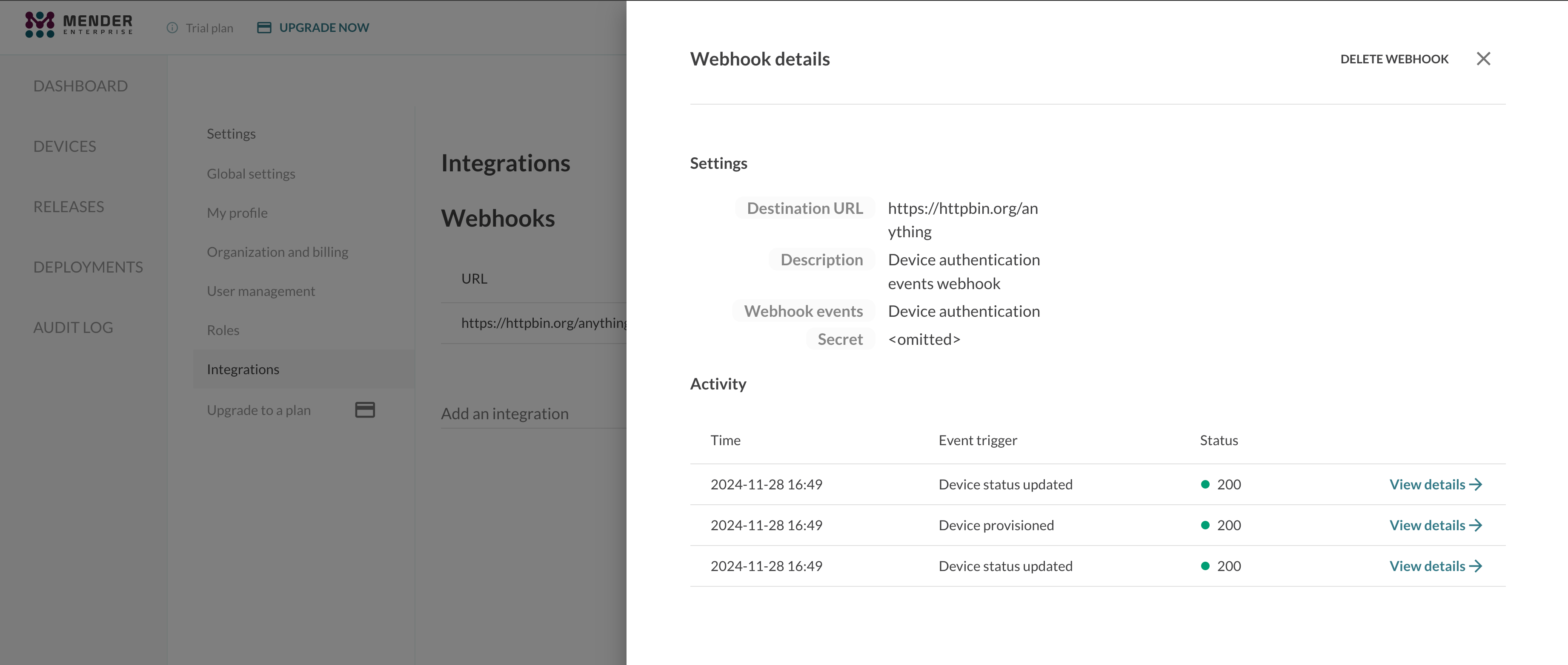 webhook view